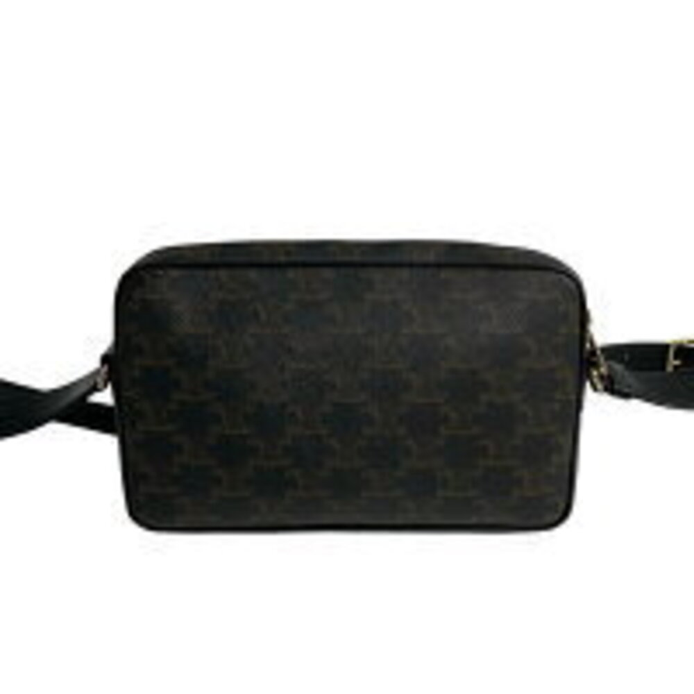 Celine Triomphe Messenger Bag Leather Shoulder Pochette Black - Picture 4 of 8